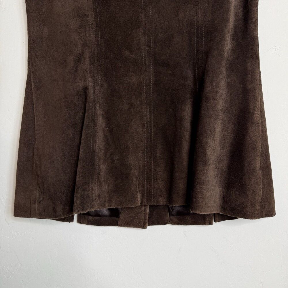 Vintage Cache Size M Suede Vest Chocolate Brown Longline Western Bobo Festival - Picture 15 of 16